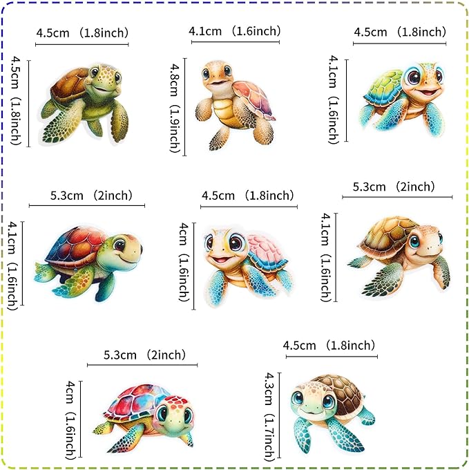 40 PCS Edible Turtles Cupcake Toppers for Baby Wafer Paper Sea Animals Baby Shower Party Picks for Drink Topper Sea Animals Theme Baby Shower Kids Birthday Party Supplies