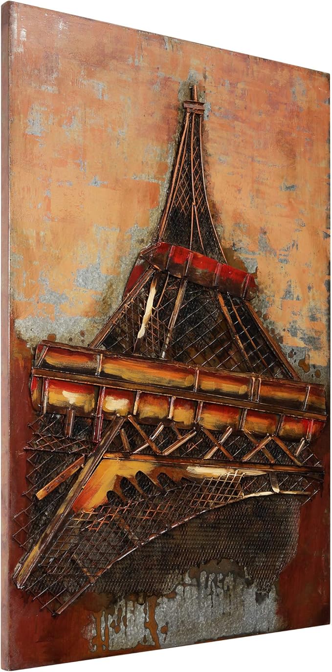 Empire Art Direct Eiffel Tower Mixed Media Iron Hand Painted Dimensional Wall Art Ready to Hang 48" x 32" x 2.2" Eiffel Tower,PMO-120203-4832