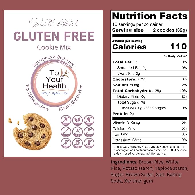 To Your Health Bakery Gluten Free (GF) Cookie Mix- Organic, Non-GMO, Top 8 Allergen Free