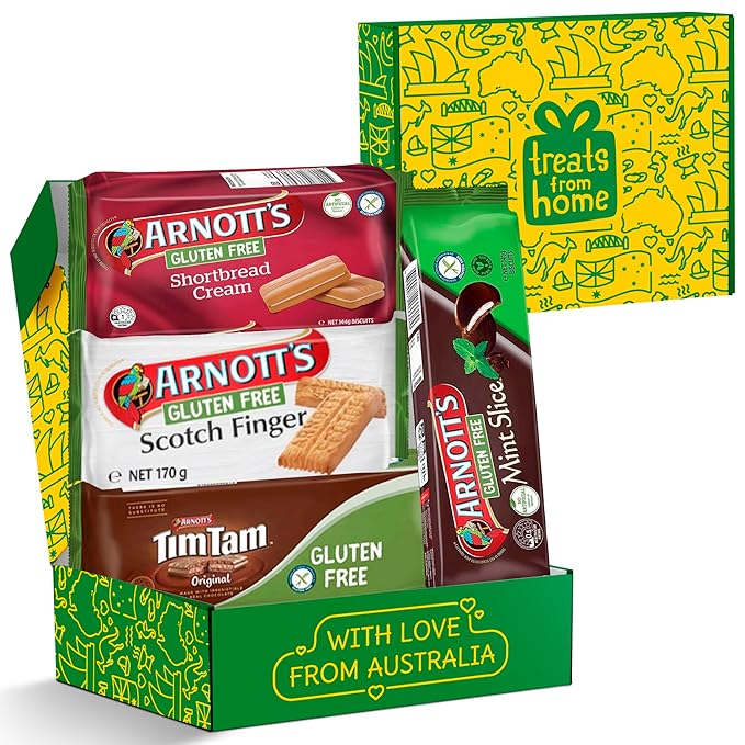 Gluten Free Biscuit Variety Pack ??4-Pack Assortment Featuring Tim Tam, Scotch Finger, Mint Slice & Shortbread Creams ??Classic Australian Biscuits Made Gluten Free