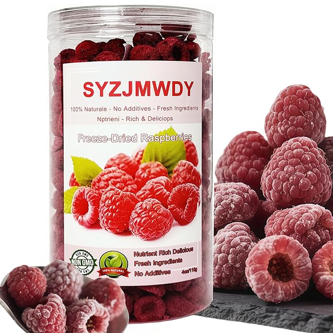 Premium Freeze-Dried Raspberries 4oz (110g) - Whole Berry Crunch, No Sugar Added | Perfect for Baking, Yogurt, Cocktails & Snacking