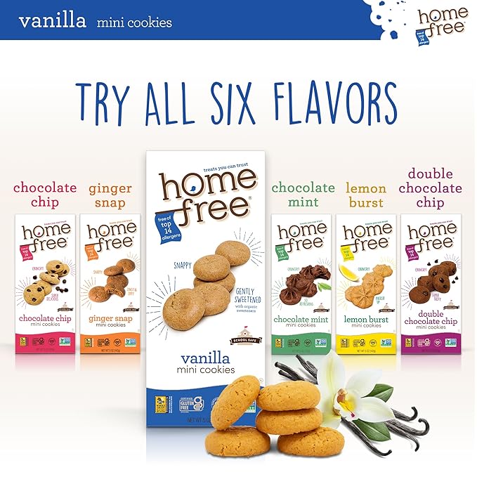 Homefree Treats you Can Trust, 70% Organic, Vanilla Mini Cookies, 5-Ounce (Pack of 6)