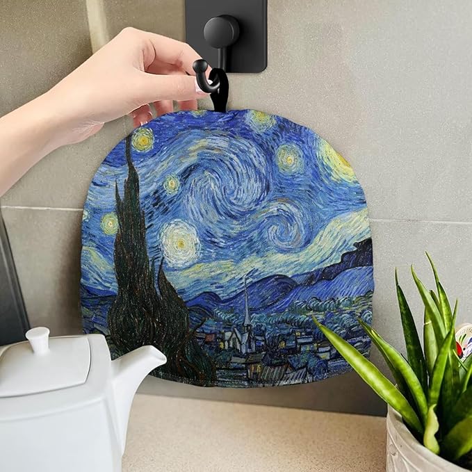 Starry Night Print Tea Pot Cover Teapots Cosy Insulated Tea Cozies Home Kitchen Decoration Teapot Dust Cover Warming Tea Kettle Quilt Creative Gifts for Party