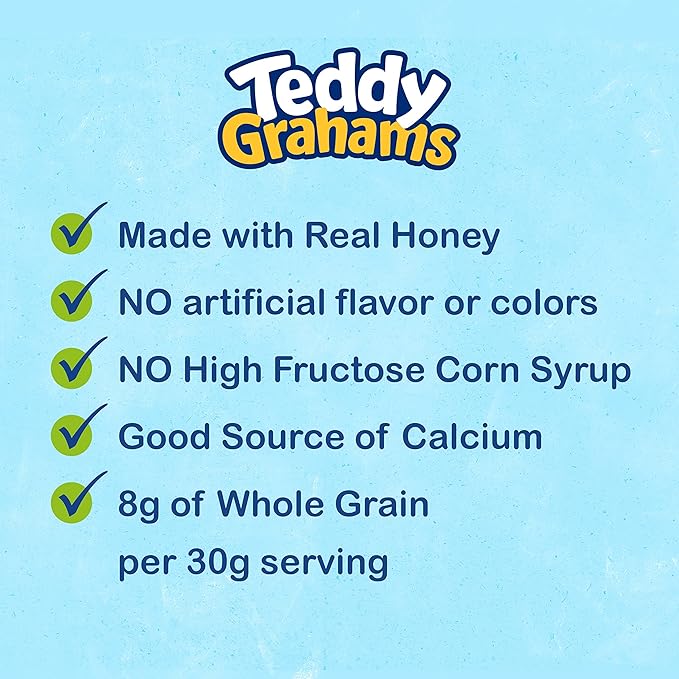TEDDY GRAHAMS Honey Graham Snacks, Bulk Kids Snacks, 6 - 10 oz Boxes