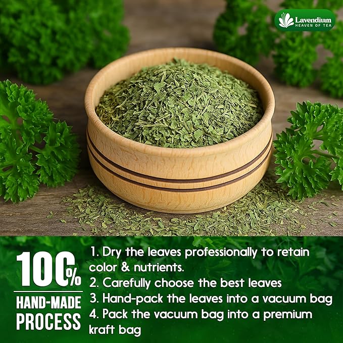 Lavendium, 4 oz Premium Dried Parsley Leaves ??100% Pure, Non-GMO, Gluten-Free, Vegan ??Aromatic Culinary Herb for Cooking, Garnish, and Seasoning ??No Additives or Preservatives ??Resealable Bag
