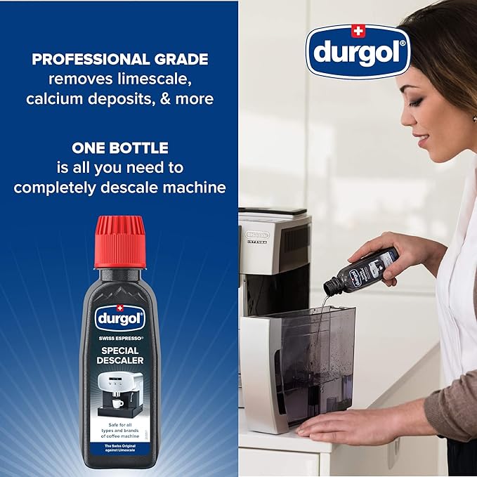 Durgol Swiss Espresso Machine Decalcifier/Descaler Solution, 4 Count