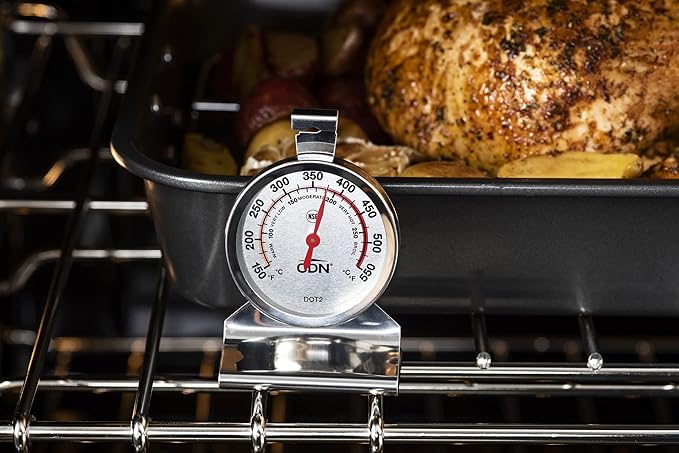 "CDN Oven Thermometer ProAccurate®, Easy-to-Read 2"" Dial, Stainless Steel Housing, Temperature Zones, Stand or Hang, Monitor Oven Temperatures, NSF Certified - DOT2 "