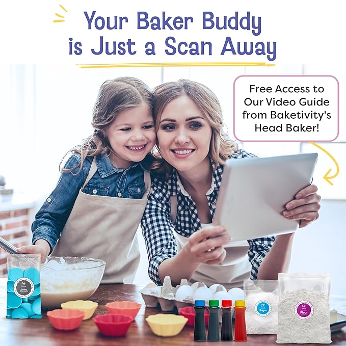 Baketivity x Duff Goldman Monster Cupcakes Kit - Cooking Set with Premeasured Ingredients, Decorating Supplies, STEM Activities - Perfect for Girls and Boys