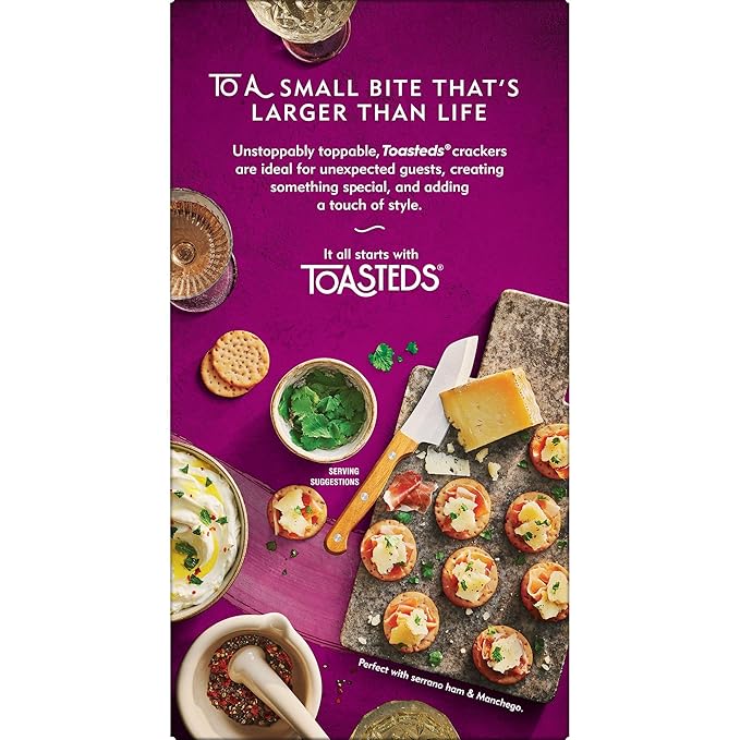 Toasteds Crackers, Party Snacks, Lunch Snacks, Savory Onion (6 Boxes)
