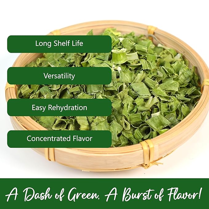 NPG Freeze Dried Chopped Green Onions 2 Oz, All Natural Non-GMO Gluten Free, Dried Scallions, Gourmet Spring Green Onions for Cooking, Salads, Garnish