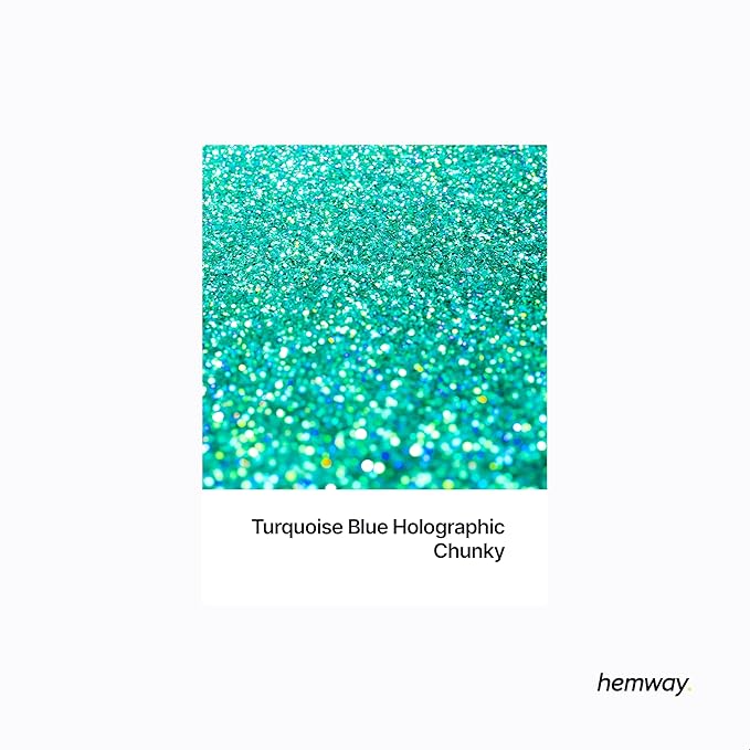 Hemway Premium Glitter Shaker - Turquoise Blue Holographic | Chunky Metallic Flake Sequins for Resin & Epoxy Crafts | Craft Supplies for Tumblers, Festival, Hair, Face, Body, Eye & Nail Art | 130 g