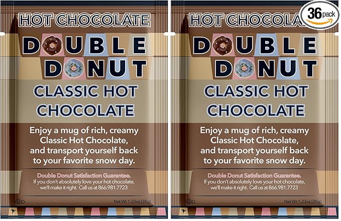 Double Donut Hot Chocolate, Classic Hot Chocolate, Hot Chocolate Packets, Hot Cocoa Mix, 18 Count (Pack of 2)