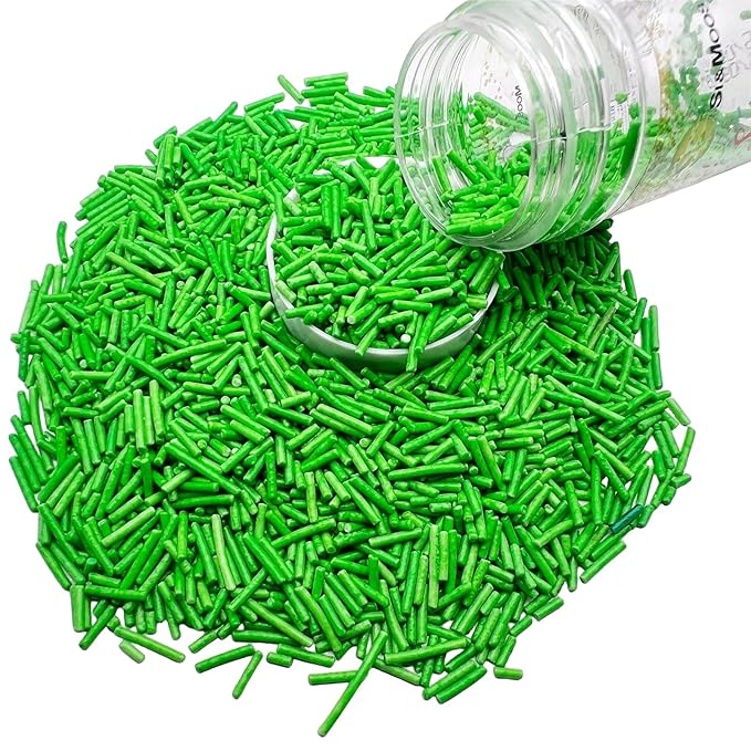 SE Si&Moos Grass Green Jimmies Sprinkles Green Grass Sprinkles for Cake Decorating Edible Crunchy Jimmies for Topping Ice Cream, Cookies, Cakes, Cupcakes, Dessert Decorating 3 OZ