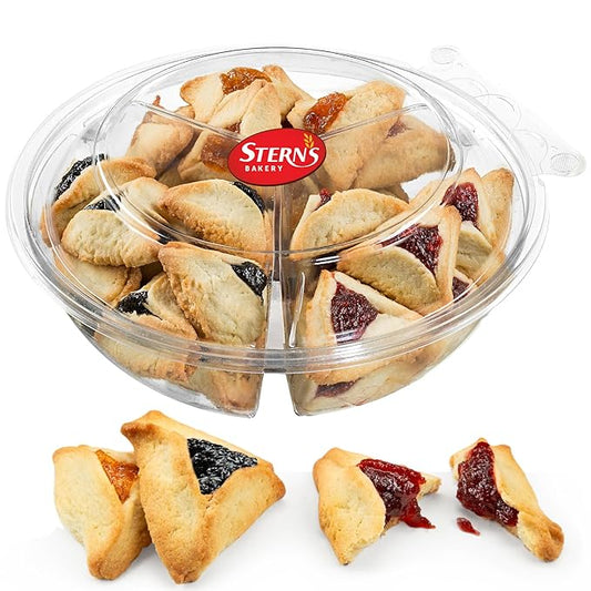 Hametaschen Cookies | Fathers Day Gift Box | Shortbread Cookies Filled with Apricot, Raspberry & Prune Jam | Kosher, Dairy Free & Nut Free | Stern's Bakery