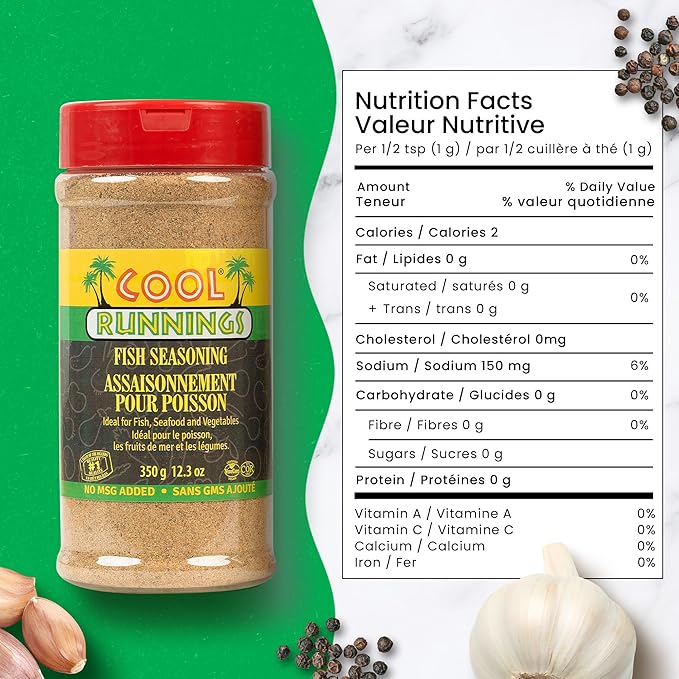 Cool Runnings Fish Seasoning 350g - Authentic Caribbean Spice Blend for Grilled, Baked, and Fried Fish, Ideal for Enhancing Seafood Dishes