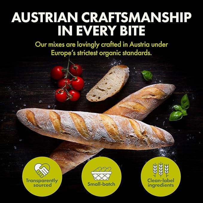 Let???Bake Bread Organic Baguette Baking Mix - Crusty Artisan French Bread at Home - USDA Organic, Non-GMO, No Additives, Easy Home Baking, Parisian Bakery-Style Loaf - 17.64 oz (1 Pack)