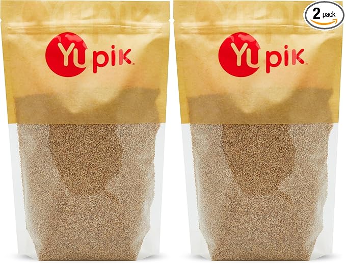 Yupik Whole Sesame Seeds 2.2 lb, Natural, Unhulled, Gluten-Free, Kosher, Vegan, Raw, Source of Protein, Fiber & Iron, Cholesterol-free, Sugar-free, Low-Carb (Pack of 2)