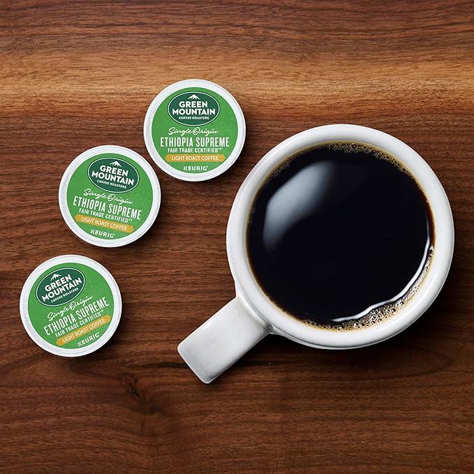 Green Mountain Coffee Ethiopia Supreme Keurig Single-Serve K Cup Pods, Light Roast Coffee, Ethiopia Supreme, 72 Count