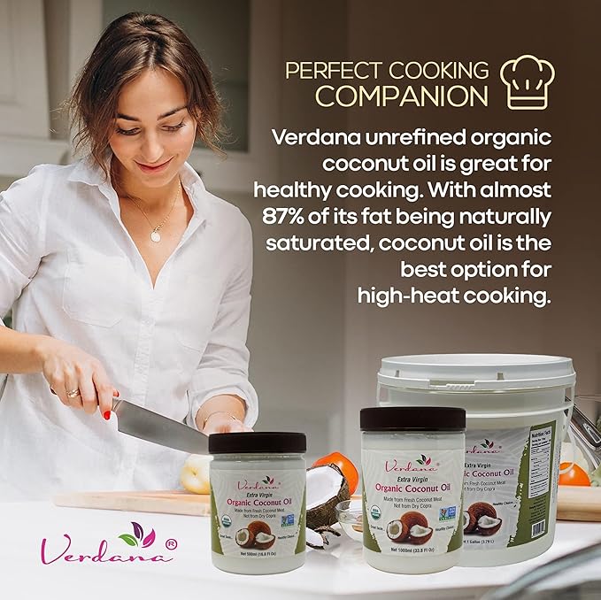 Verdana Extra Virgin Coconut Oil ??USDA Organic, Unrefined Cold Pressed Oil for Baking and Cooking ??1 Gallon