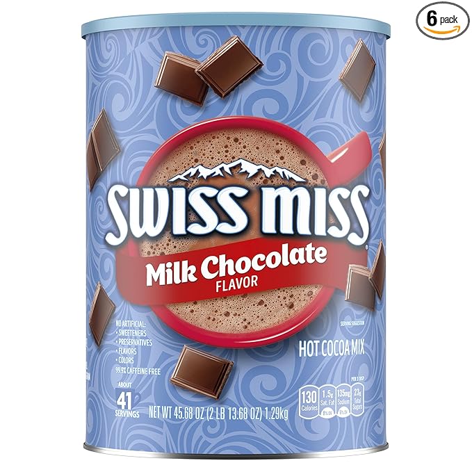 Swiss Miss Milk Chocolate Flavor Hot Cocoa Mix Canister, 45.68 oz. (Pack of 6)