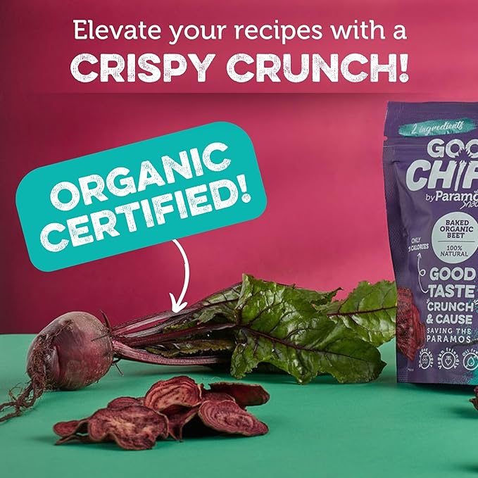 Baked Organic Beet Chips by GOOD CHIPS! 100% Natural, Oil Free, Only Two Ingredients: Organic Beets and Sea Salt. 1 oz Bags, Pack of 8