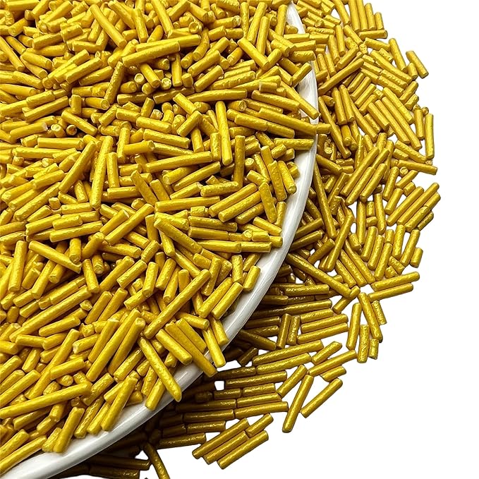 SE Si&Moos Gold Jimmies Sprinkles Gold Sprinkles for Cake Decorating Edible Crunchy Jimmies for Topping Ice Cream, Cookies, Cakes, Cupcakes, Dessert Decorating 3 OZ