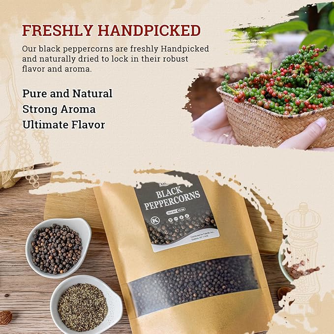 52USA Whole Black Peppercorns 12 oz + Himalayan Pink Salt (Coarse Grain) 2 lb - Salt and Pepper Grinder, Black Peppercorn Refil, Pink Himalayan Sea Salt, 2 Piece Set