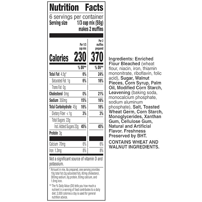 Betty Crocker Banana Nut Muffin and Quick Bread Mix, Made with California Walnuts, 12.3 oz (Pack of 12)