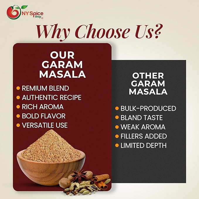 NY Spice Shop Garam Masala Spice Powder - 6 Ounce Premium Spice Blend - Garam Masala Seasoning - Aromatic Indian-Inspired Spices Blend with Coriander, Cumin & Cardamom - Great for Curries Meats & Rice