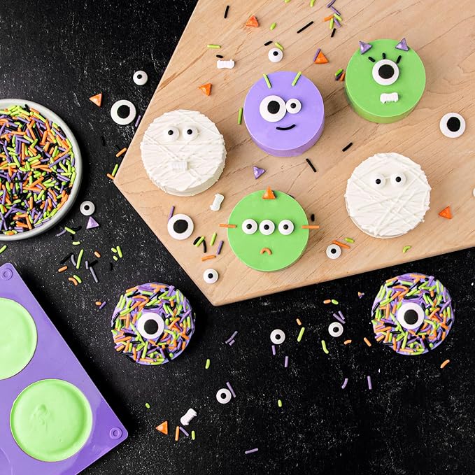 Sweets Indeed Sandwich Cookie Decorating Kit ??Halloween DIY Set with Oreo Mold, Spooky Sprinkles, Candy Eyeballs, Monster Teeth & Piping Bags