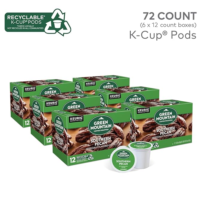 Green Mountain Coffee Roasters Southern Pecan Keurig Single-Serve K-Cup pods, Light Roast Coffee, 72 Count