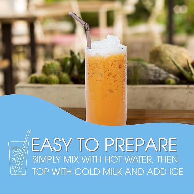 David Rio Thai Iced Tea Mix, 16.2 Oz, Black & Pu Erh Tea, Enhanced with Beta Carotene and MCT Oil, Vegan, Gluten Free, 33 Servings