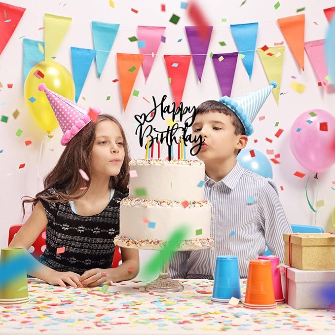 ZHENGYE Black Acrylic Happy Birthday Cake Topper Cupcake Topper Decorations for Baby Shower Children or Adults Cake Decoration Supplies (Black 13)
