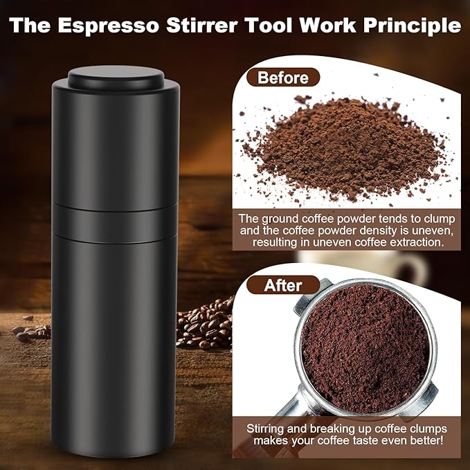 WDT Espresso Distribution Tools Espresso Stirrer Tool WDT Coffee Distributor for Barista Espresso Machine Accessories 9*0.35mm Espresso Grounds Stirrer with Extra 9 Replaceable Needles,Black