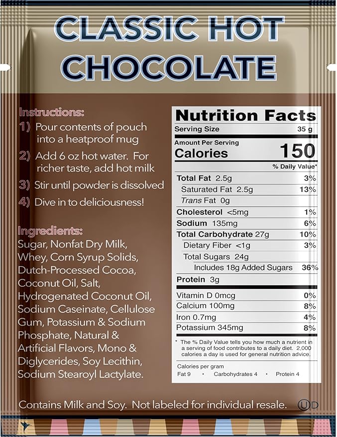 Double Donut Hot Chocolate, Classic Hot Chocolate, Hot Chocolate Packets, Hot Cocoa Mix, 18 Count