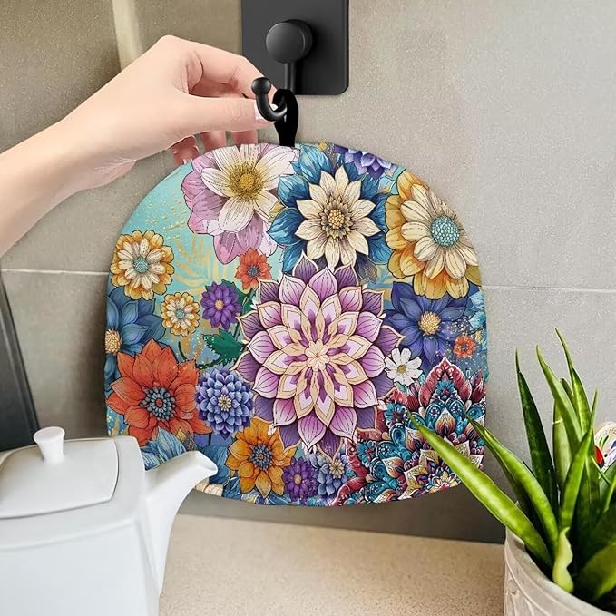 Mandala Flower Tea Cozy Keep Warm Teapot Insulation Cover Bohemia Tea Cosy for Teapot Boho Home Kitchen Decorative