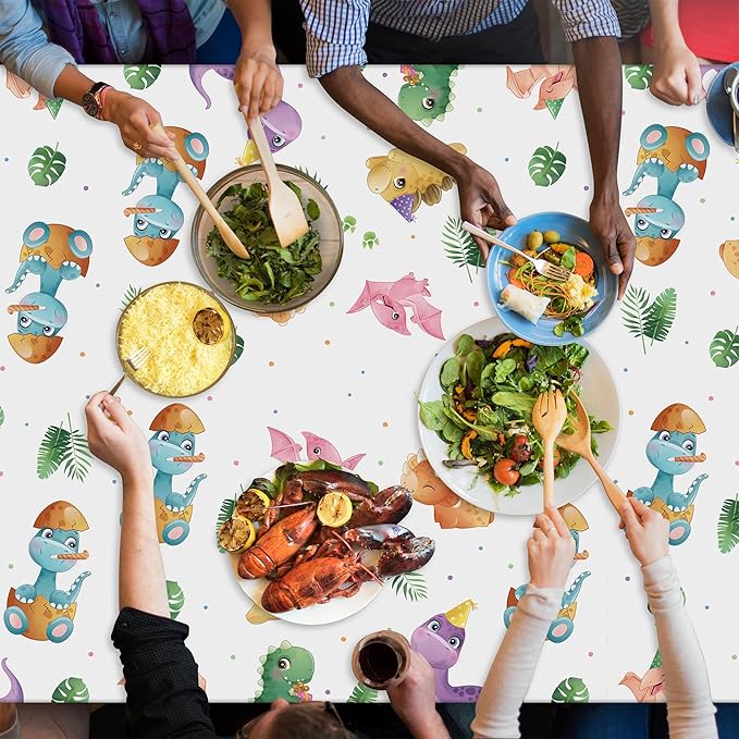 Dinosaur 1st Birthday Party Tablecloths - 3Pcs One A Saurus Party Table Cover Decorations, Dinosaur Themed Rectangular Plastic Disposable Table Cloth Decor for Boys Girls First Birthday Baby Shower