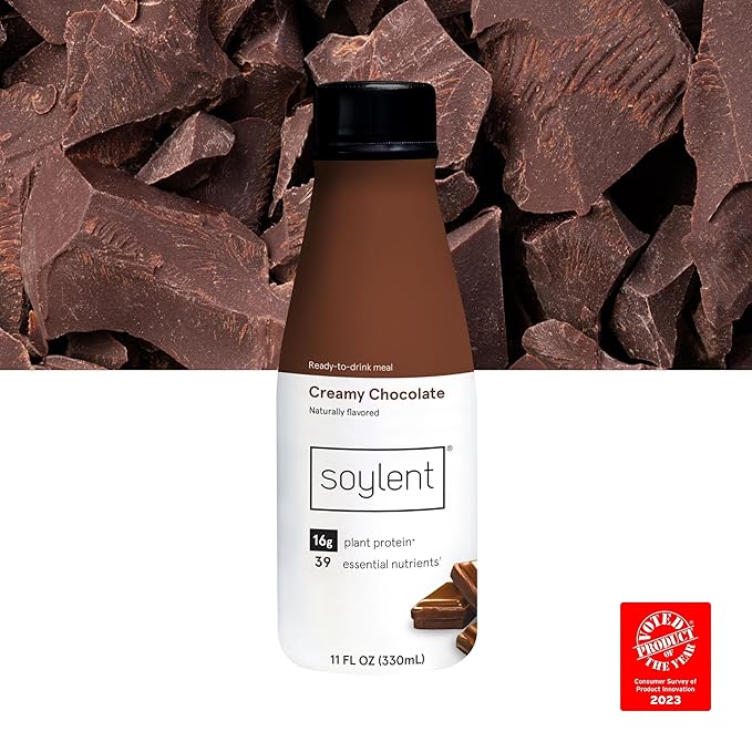 Soylent Chocolate Meal Replacement Shake, Contains 16g Complete Vegan Protein, Ready-to-Drink, 11oz, 36 Pack