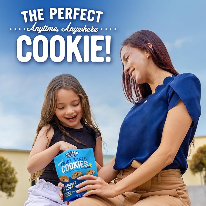 Cooper Street Twice Baked Lemon Blueberry Biscotti Cookies - Light and Crispy Coffee Cookie Bites - Traditional Low Calorie Italian Snacks for Adults & Kids - Kosher, Dairy, Peanut & Soy Free - 5oz