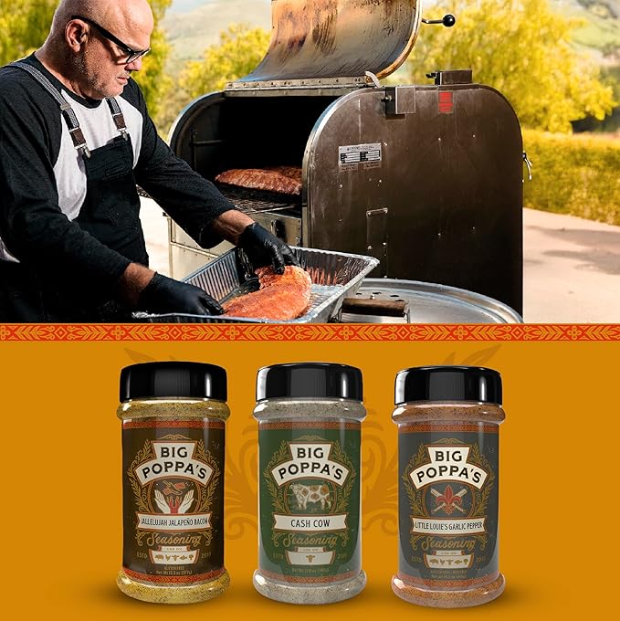 Big Poppa's Gourmet Burger Kit (3-Pack) – Includes Jallelujah Jalapeño Bacon, Little Louie's Garlic Pepper & Cash Cow Beef Seasoning – Ultimate Gluten-Free BBQ Seasoning Bundle for Beef Patties