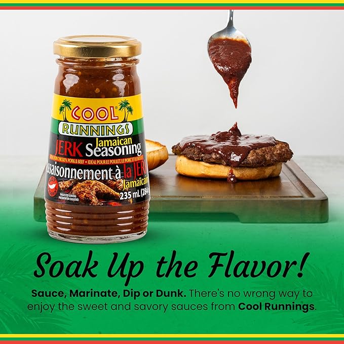 Cool Runnings Jerk Jamaican Seasoning Hot Sauce 284g - Authentic Spicy Jamaican Sauce for Marinating, Grilling, and Cooking Chicken, Pork, and Fish, Perfect for Bold Caribbean Jerk Flavors
