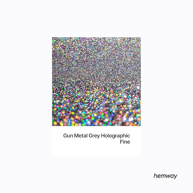 Hemway Premium Glitter Shaker - Gun Metal Grey Holographic | 130g Fine Metallic Flake Sequins for Resin & Epoxy Crafts | Craft Supplies for Tumblers, Festival, Art