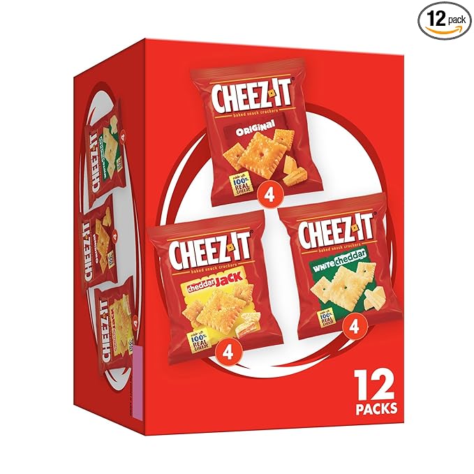 Cheez-It Cheese Crackers, Baked Snack Crackers, Lunch Snacks, Variety Pack, 12.1oz Box (12 Packs)