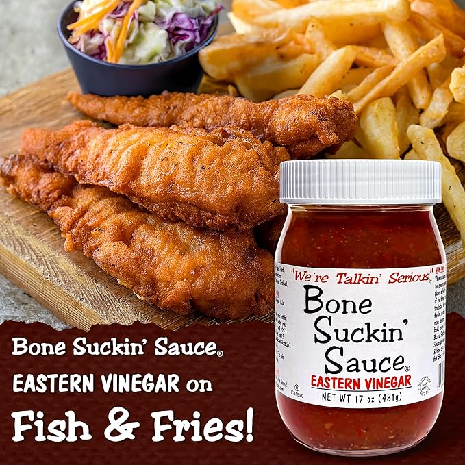 Bone Suckin??Sauce Eastern Vinegar BBQ Sauce, Authentic Carolina Flavor, Zesty, Vinegar-Based Flavor, For Chicken, Pork, Beef, Potatoes Gluten-Free, Non-GMO, Kosher (1 Count)