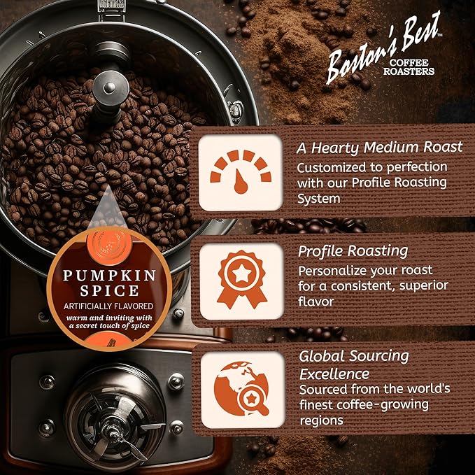 Boston???Best Gourmet Ground Coffee ??Pumpkin Spice Flavored Coffee ??Medium Roast ??11 oz
