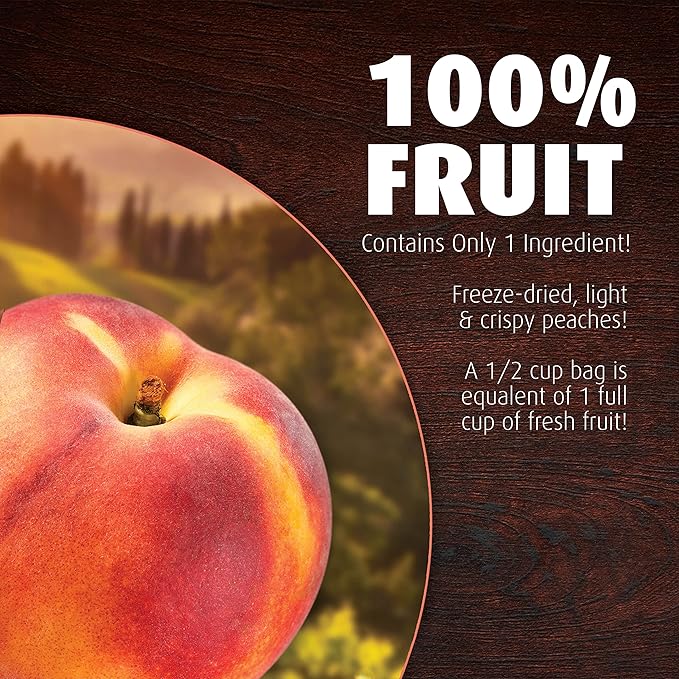 Brothers All Natural Freeze Dried Fruit Crisps, Peach, 0.28 Oz (Pack of 24), Made with 100% Fruit, Gluten Free, Soy Free, Vegan, Heathy Snack, Lunch Box Ready