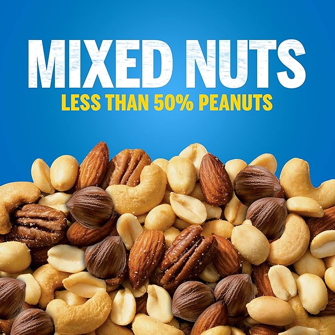 PLANTERS Salted Mixed Nuts, Party Snacks, Plant-Based Protein, 27 Oz Canister (Pack of 2)