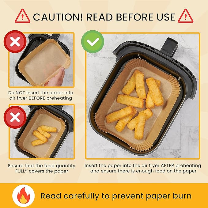 Air Fryer Liners for Ninja Foodi Dual ??125Pcs Disposable Parchment Paper for Ninja DZ201 DZ401, Instant Pot Vortex Plus, PowerXL Vortex ??Non-Stick and Oil Proof for Easy Cleanup by Baker's Signature