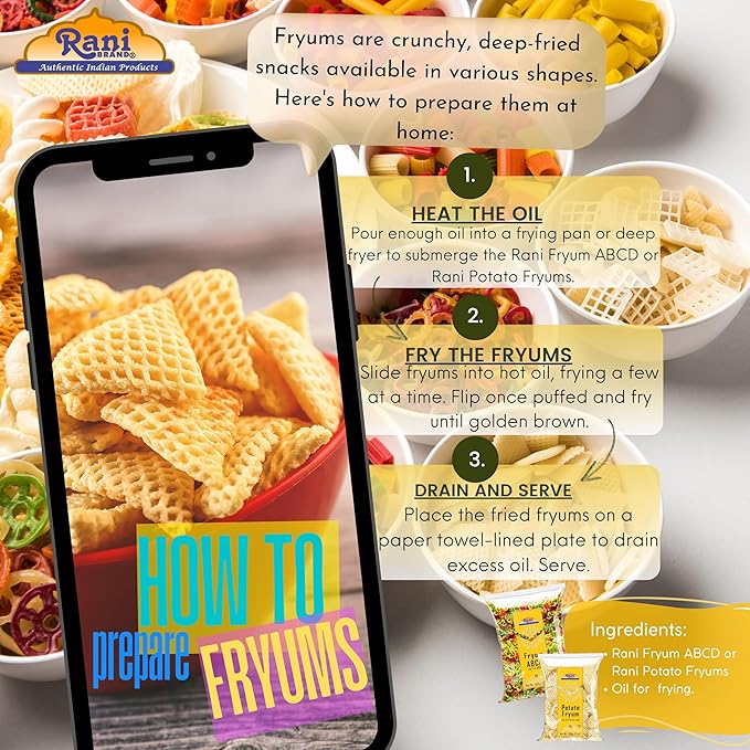 Rani Far Far / Fryums (Wheat & Tapioca Pellet) Ring Shape 7oz (200g) ~ Vegan, Kosher, Uncooked, Used to Make Papad, Bhungra / Chip Snack