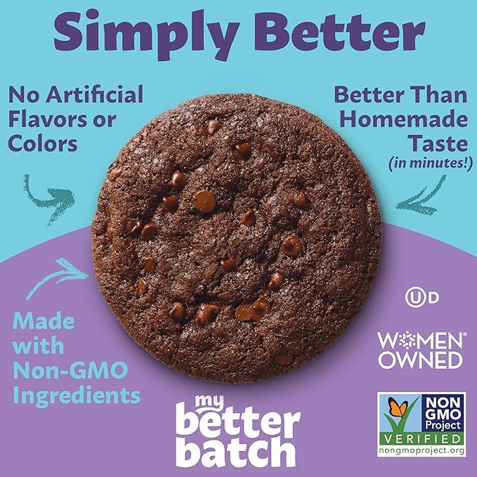 My Better Batch, Double Chocolate Chip Cookie Mix, Simple Cookie Recipe, Double Chocolate Cookies, Makes 16 Large Cookies, Non GMO, Kosher, 16oz (Pack of 1)